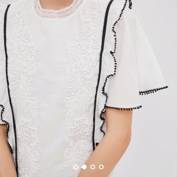 Joan Ruffle White Black Anthropologie Seen Worn Kept Mini Dress - Picture 4 of 13